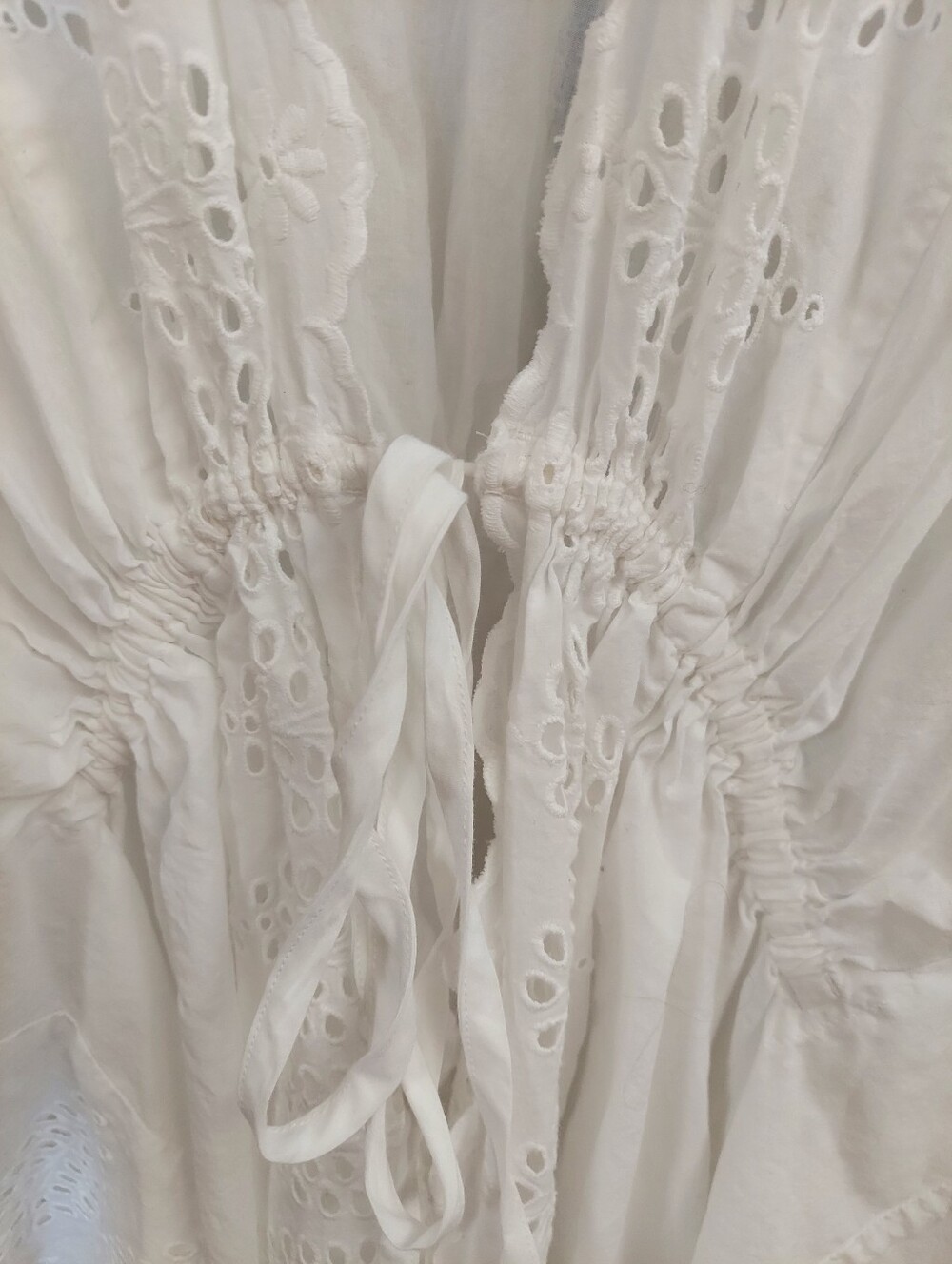 Lands' End White Eyelet Tie Front Kimono Cover-Up Swim Sz One Size - Picture 5 of 7